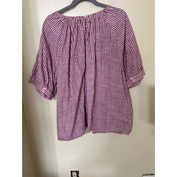 2 Terra & Sky Womens Shirts 3X Blouse sPurple Stripe & Yellow Gingham V-Neck - Picture 13 of 16